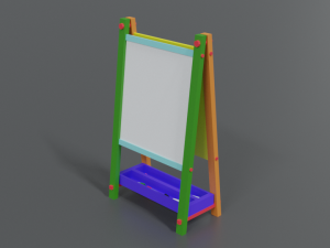 low poly cartoon kids drawing and writing board 3D Model