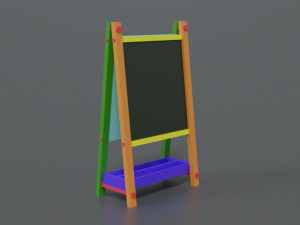 low poly cartoon kids drawing and writing board 3D Model