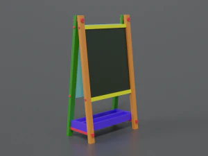 low poly cartoon kids drawing and writing board 3D Model