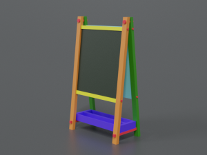 low poly cartoon kids drawing and writing board 3D Model