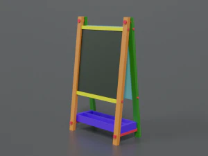 low poly cartoon kids drawing and writing board 3D Model