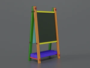 low poly cartoon kids drawing and writing board 3D Model