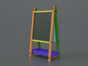 low poly cartoon kids drawing and writing board 3D Model