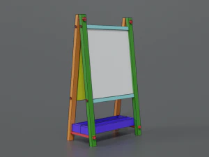 low poly cartoon kids drawing and writing board 3D Model