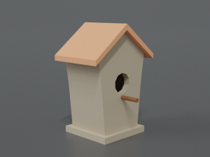 low poly cartoon bird house 3D Model