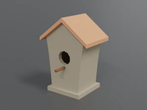 low poly cartoon bird house 3D Model