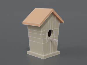 low poly cartoon bird house 3D Model