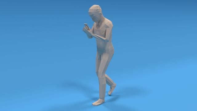 low poly kid walking with a mobile phone 3D-Modell .c4d .max .obj .3ds .fbx .stl .blend 