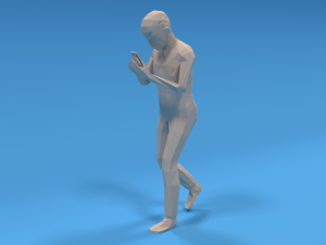 low poly kid walking with a mobile phone 3D Model