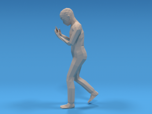 low poly kid walking with a mobile phone 3D-Modell