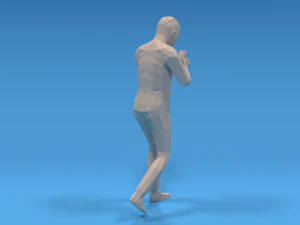 low poly kid walking with a mobile phone 3D Model