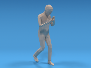 low poly kid walking with a mobile phone 3D-Modell