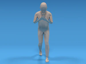 low poly kid walking with a mobile phone 3D Model