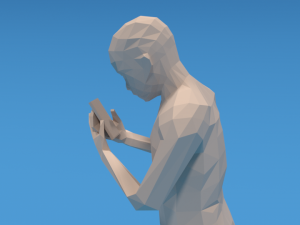 low poly kid walking with a mobile phone 3D-Modell
