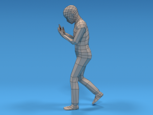 low poly kid walking with a mobile phone 3D-Modell