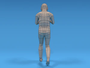 low poly kid walking with a mobile phone 3D Model