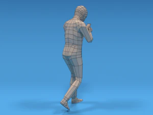 low poly kid walking with a mobile phone 3D Model