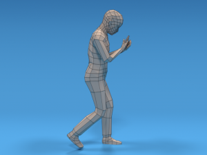 low poly kid walking with a mobile phone 3D-Modell