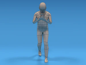 low poly kid walking with a mobile phone 3D Model