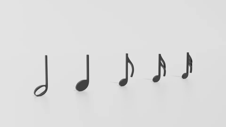 cartoon musical notes pack 01 3D Model .c4d .max .obj .3ds .fbx .stl .blend
