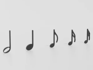 कार्टून संगीत नोट्स पैक 01 3D मॉडल