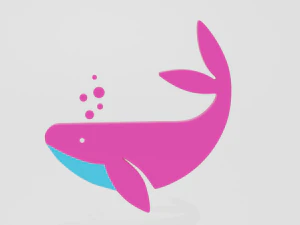 low poly cartoon whale decoration object 3D Model