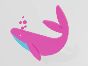 low poly cartoon whale decoration object 3D Model