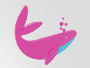 low poly cartoon whale decoration object 3D Model
