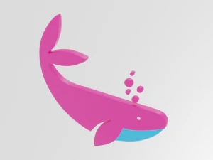 low poly cartoon whale decoration object 3D Model