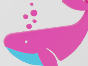 low poly cartoon whale decoration object 3D Model