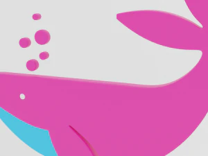 low poly cartoon whale decoration object 3D Model