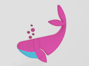 low poly cartoon whale decoration object 3D Model