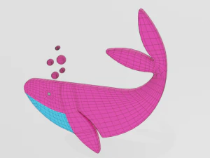 low poly cartoon whale decoration object 3D Model