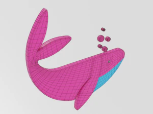 low poly cartoon whale decoration object 3D Model