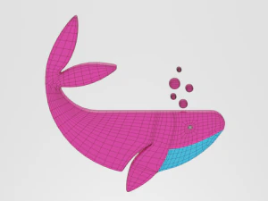 low poly cartoon whale decoration object 3D Model