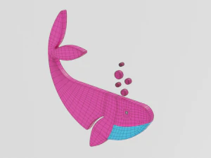 low poly cartoon whale decoration object 3D Model