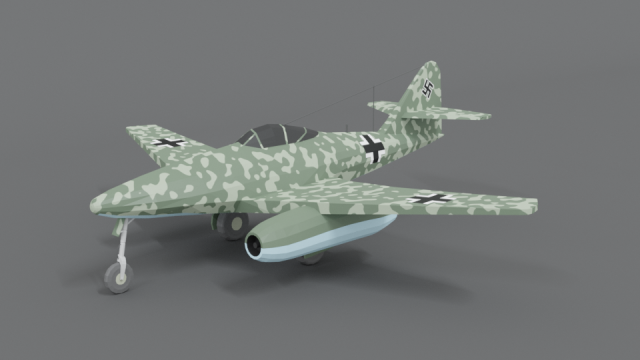 low poly cartoon messerschmitt me 262 wwii airplane 3D Model .c4d .max .obj .3ds .fbx .stl .blend 