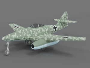 low poly cartoon messerschmitt me 262 wwii airplane 3D Model