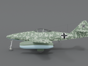 low poly cartoon messerschmitt me 262 wwii airplane 3D Model