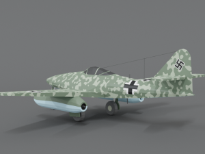 low poly cartoon messerschmitt me 262 wwii airplane 3D Model