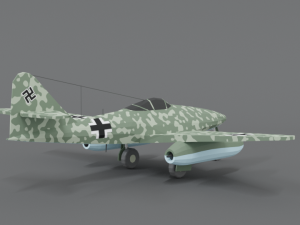 low poly cartoon messerschmitt me 262 wwii airplane 3D Model
