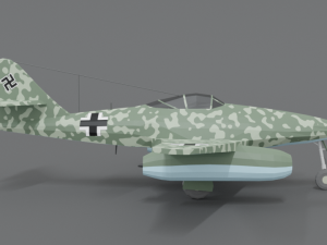 low poly cartoon messerschmitt me 262 wwii airplane 3D Model