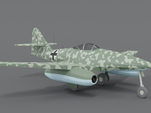 low poly cartoon messerschmitt me 262 wwii airplane 3D Model