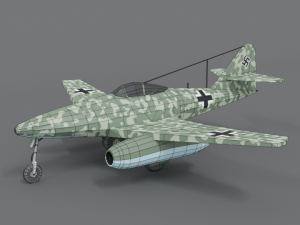 low poly cartoon messerschmitt me 262 wwii airplane 3D Model