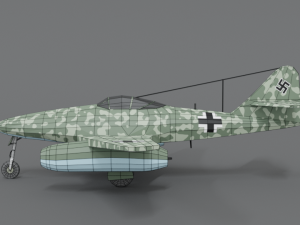 low poly cartoon messerschmitt me 262 wwii airplane 3D Model