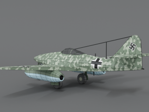 low poly cartoon messerschmitt me 262 wwii airplane 3D Model