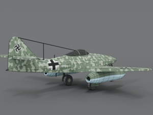 low poly cartoon messerschmitt me 262 wwii airplane 3D Model