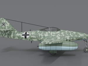 low poly cartoon messerschmitt me 262 wwii airplane 3D Model