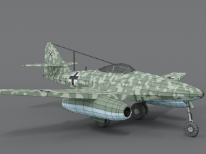 low poly cartoon messerschmitt me 262 wwii airplane 3D Model