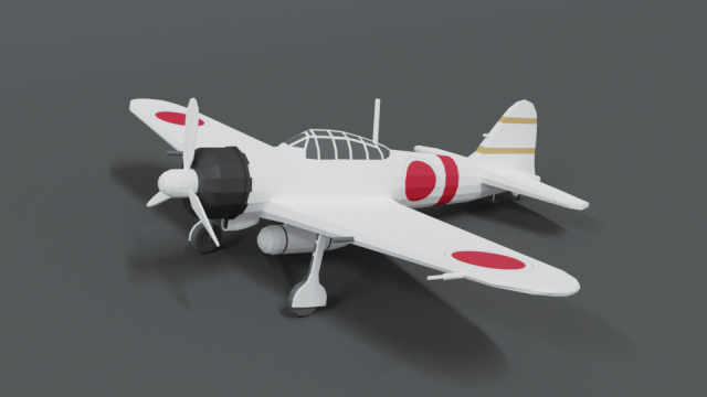 low poly cartoon mitsubishi a6m zero wwii airplane 3D Model .c4d .max .obj .3ds .fbx .stl .blend 